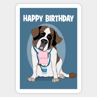 St Bernard dog brings sanitiser and toilet roll for birthday Sticker